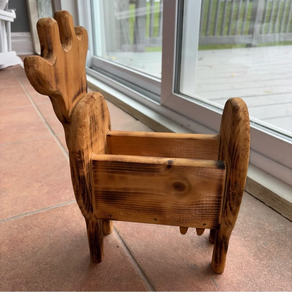 Wooden cow live stock holder hand crafted home decor storage
